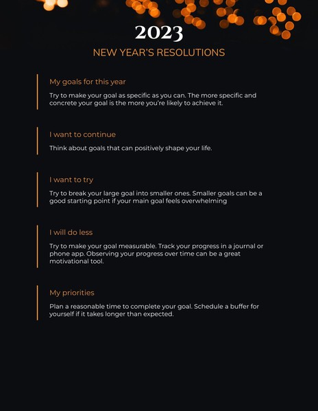 Contemporary New Year's Resolution Template
