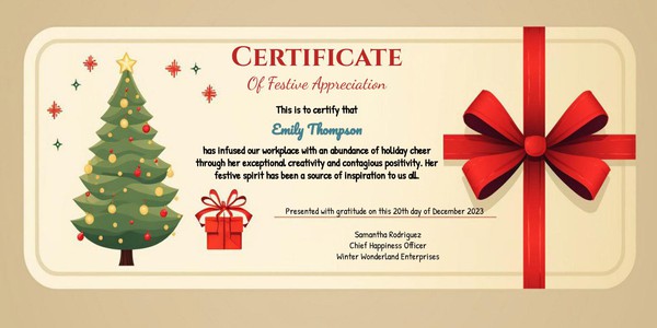 Free Corporate Christmas Gift Certificate Google Docs Template