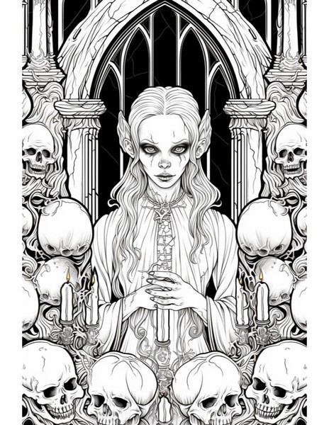 Cute Vampire Coloring Page for Adults