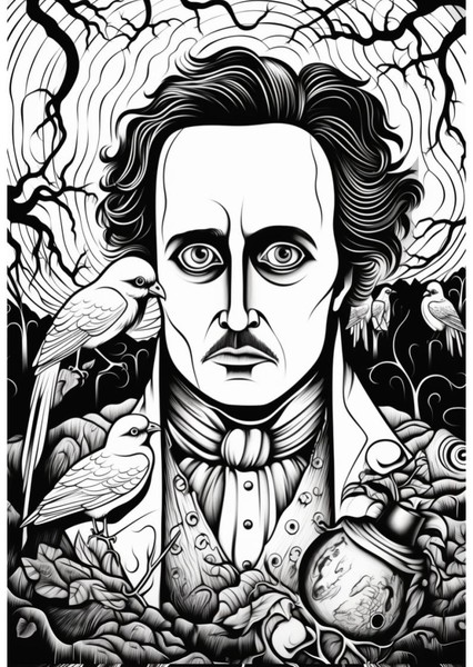 Edgar Allan Poe Portrait Coloring Page