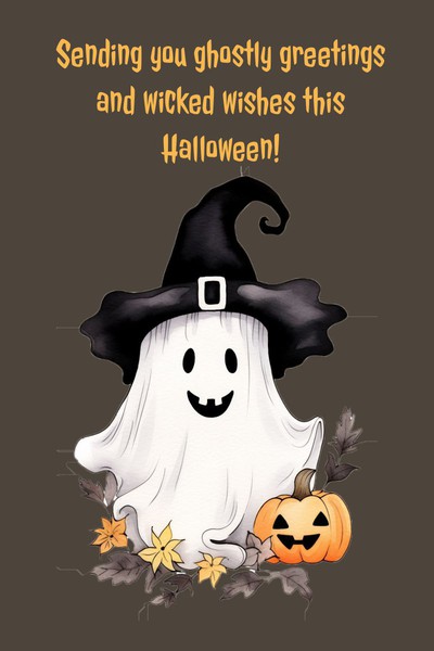 Ghostly Greetings Card Template in Google Slides