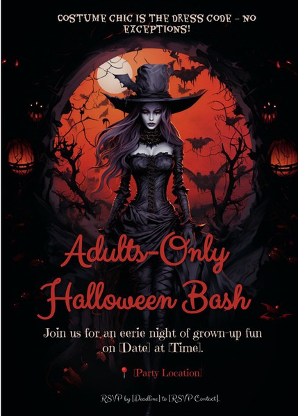 Grown-Up Halloween Party Invitation Design