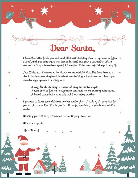 Free Letter to Santa Google Docs Template: Cartoon Cute & Whimsical