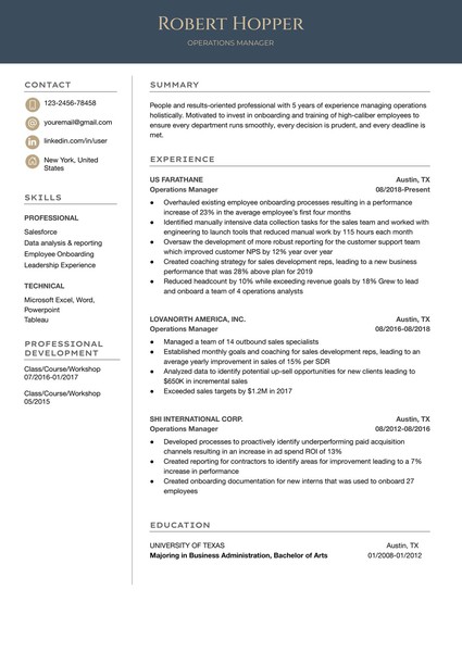 Premium Operations Manager Resume Google Docs Template: Professional & ATS Friendly