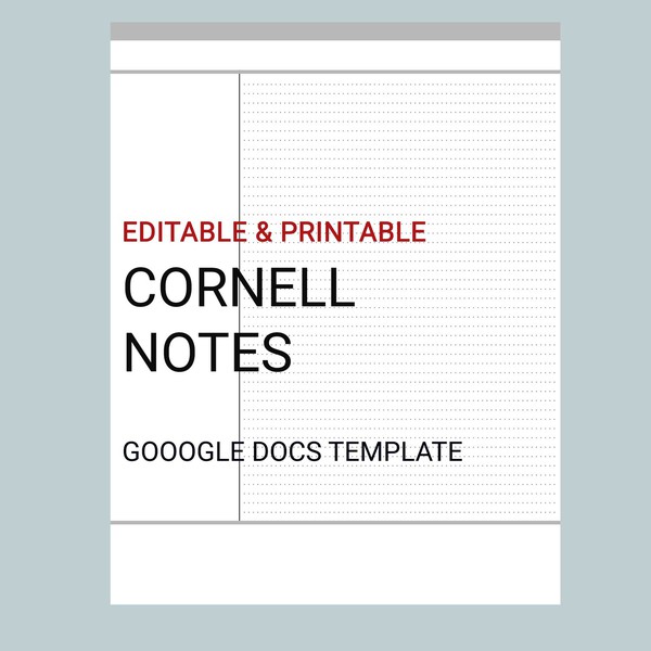 "Simple Cornell Notes Google Docs Template - Clean design with maximized writing space