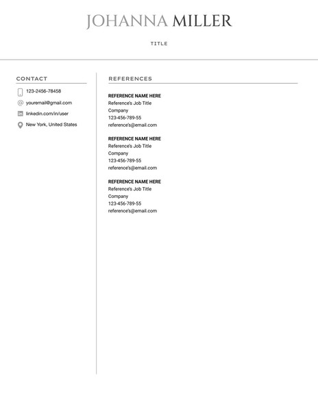 Free Professional Resume Reference Google Docs Template