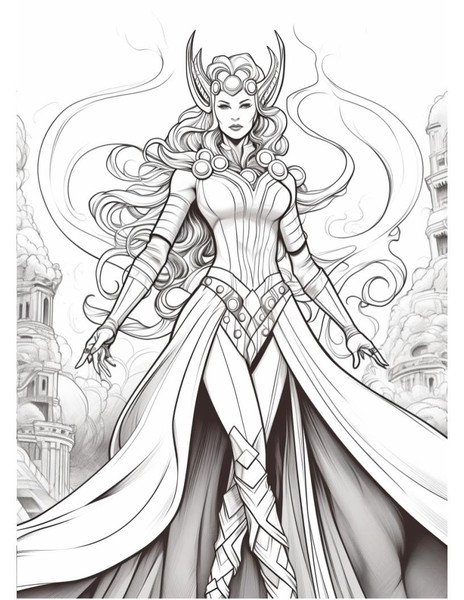 Scarlet Witch Coloring Page for Adults