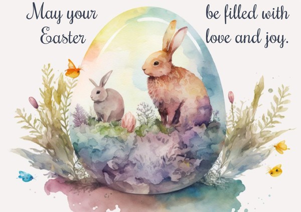 Watercolor Bunnies Easter Card Template