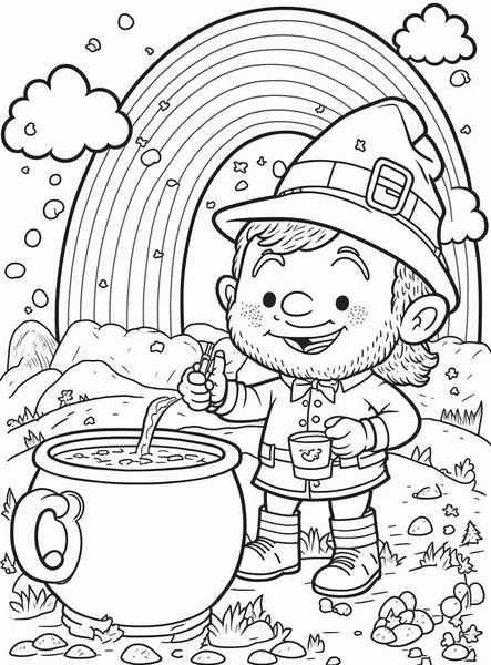 Smiling Leprechaun Patrick's Day Coloring Page