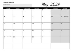 Black and White Printable School Calendar 2023-2024 Google Docs Template