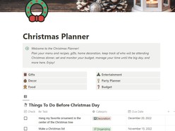 Best Christmas Holiday Notion Planner Template: Gifts List, Decor, Food and More