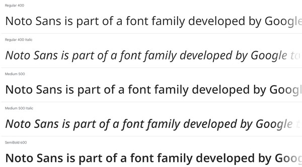Text snippet in Noto Sans font
