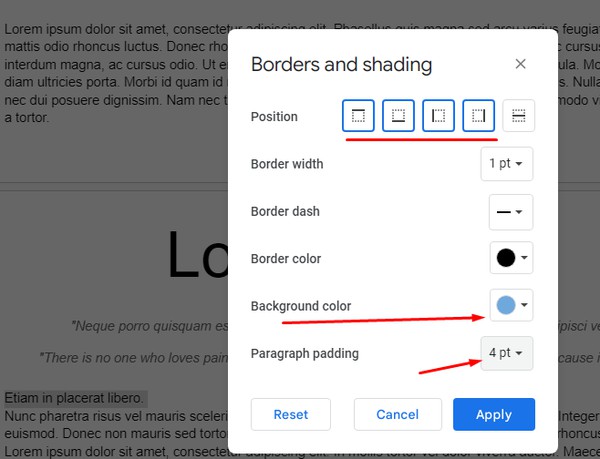 Customize Paragraph background and border in Google Docs guide