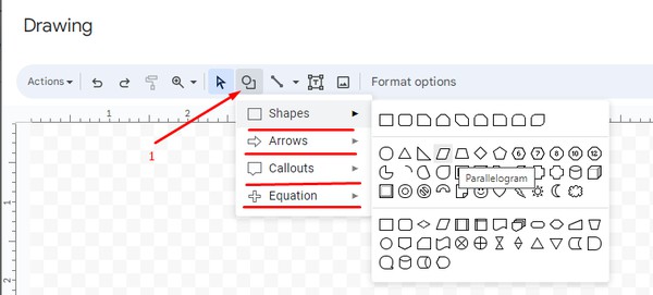 Google Docs Drawing shape guide