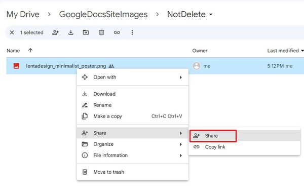 How to share Google Drive image guide