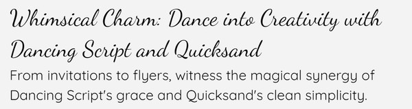 Dancing Script and Quicksand Fonts Example